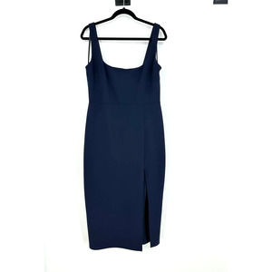 BHLDN navy sheath dress size 14 tank stretchy fully lined slit wedding guest